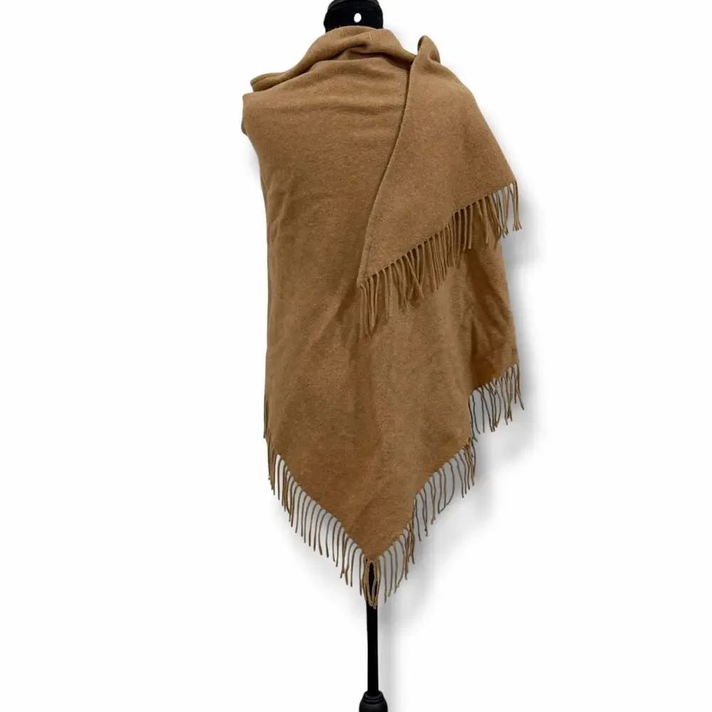 Joie Women's Beige Wool + Cashmere Fringe Shawl Wrap Scarf NWT
